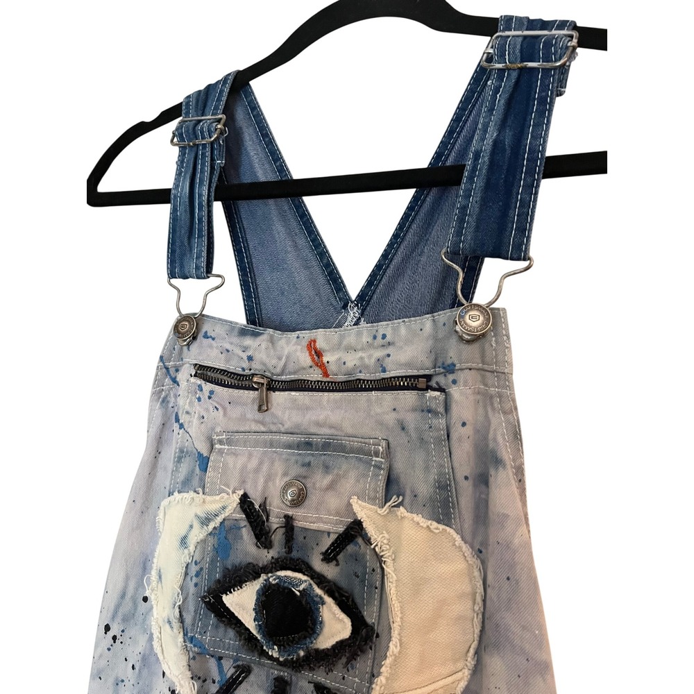 Free‎ People x Tricia Fix Funky Long Skirtall Denim Dress Evil Eye Medium Large - Picture 5 of 9